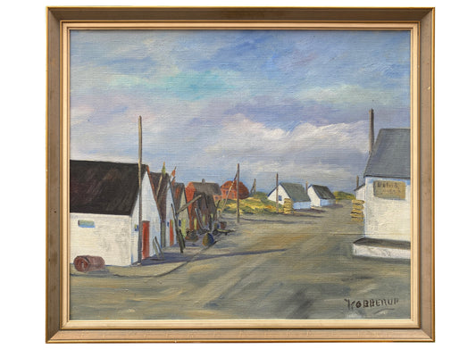 Mid 20th Century Continental School - Beach Huts Signed Kobberup Oil on Canvas