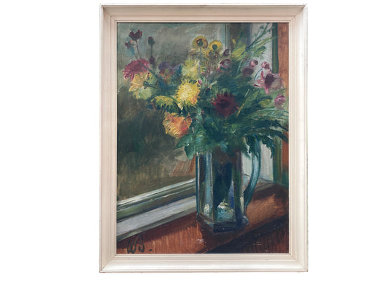 Mid 20th Century Continental School 'Flowers in Vase' - Framed Oil on Canvas
