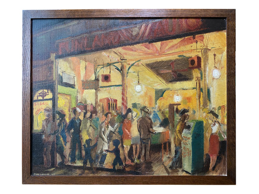 'Funland Penny Arcade' Mid 20th Century Impressionist - Framed Oil on Canvas