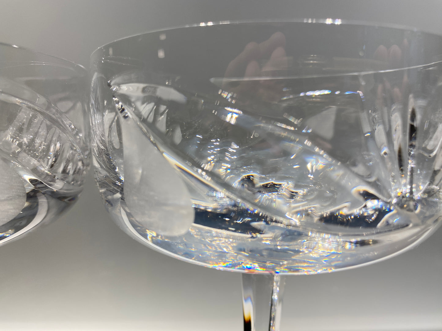 Five Vintage ROGASKA Crystal Champagne Tall Sherbet / Coupes Design Cut Swirl & Dot Design On Bowl pattern RGS24