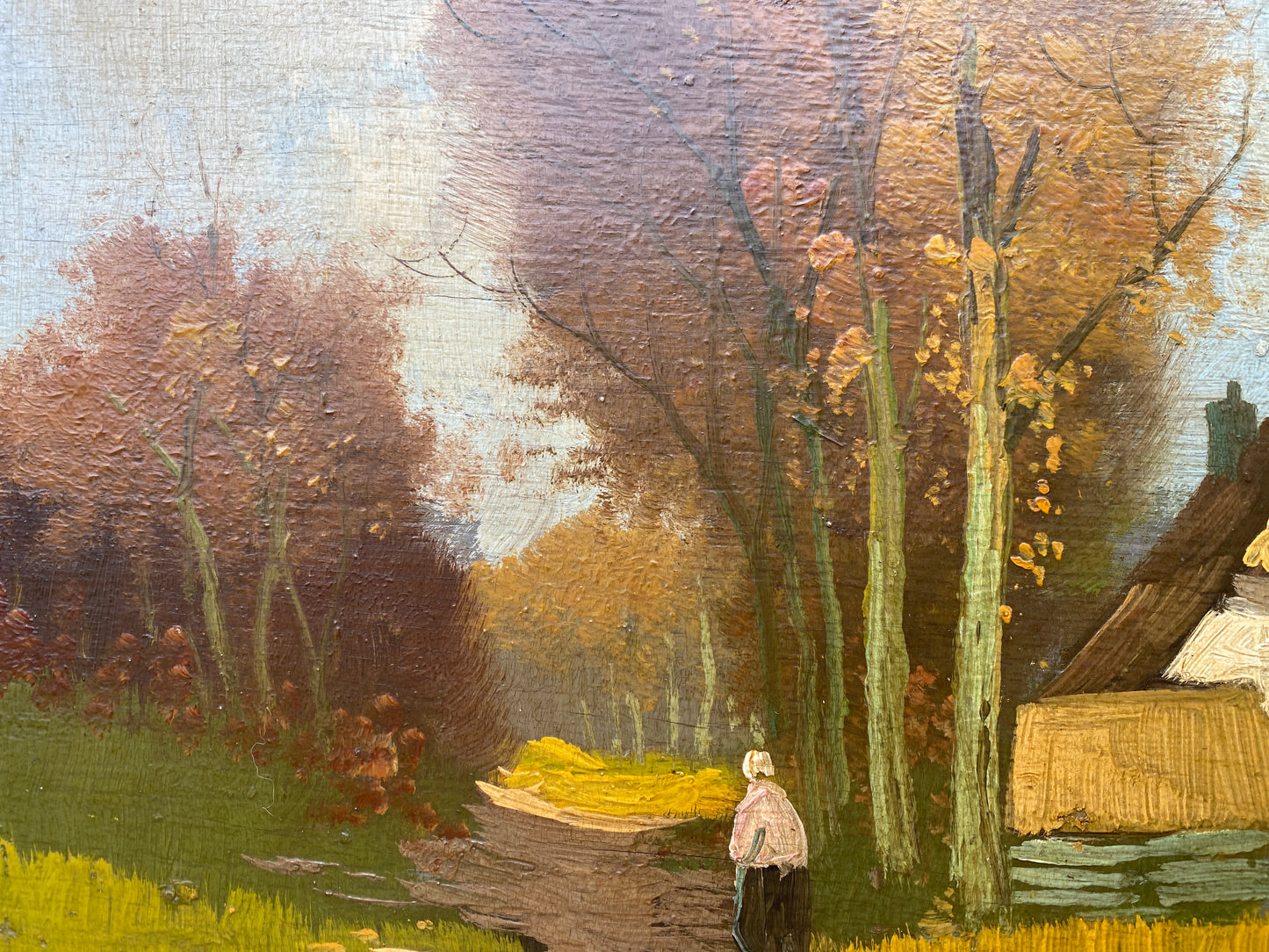 A Pair of Danish School 'Figure on Country Track Summer and Winter' c1920s Oil on Wood