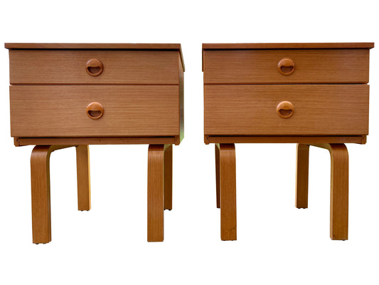 Pair of vintage night stands/bedside tables in Teak by Schreiber 1970s