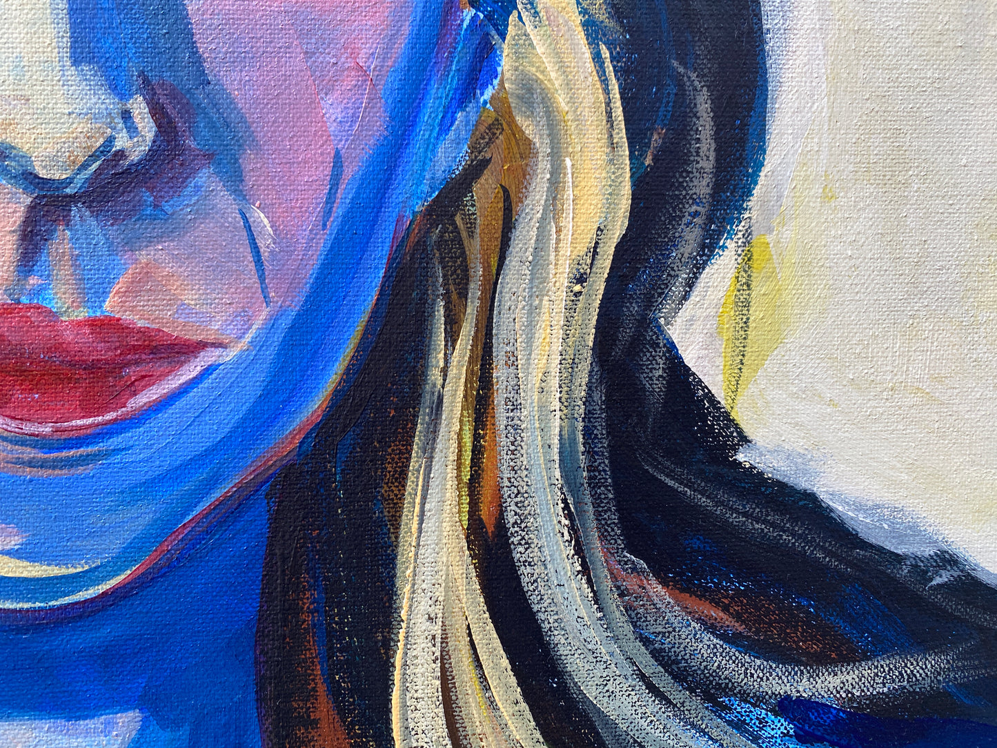 Acrylic on Canvas - Contemporary Artwork 'Kate feeling Blue' Artist AH