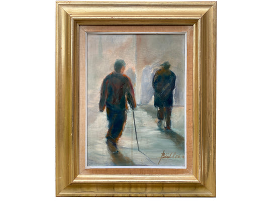 Framed Oil on Canvas Danish School Henning Büllier - 'Figures Walking Away' c 1960