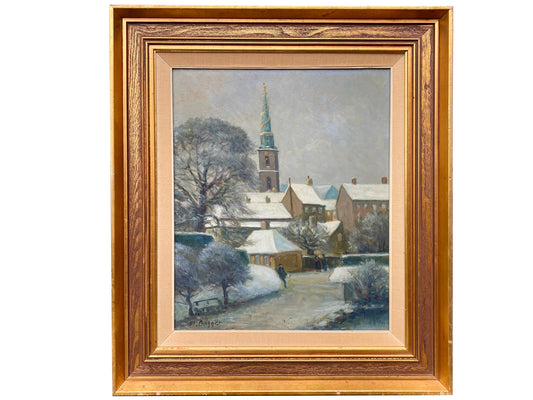 Danish 'View of the Church of Our Saviour on Christianshavn' Oil on Board c1950