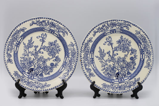 Vintage Alfred Meakin Side Plates in Blue and White Floral Oriental Design c1937