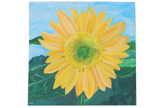 Happy Sunflower - Original New Art - Acrylic on Stretched Canvas - Signed Artist AH
