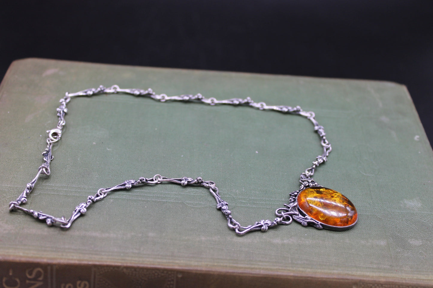 Vintage Art Nouveau Amber and Silver necklace