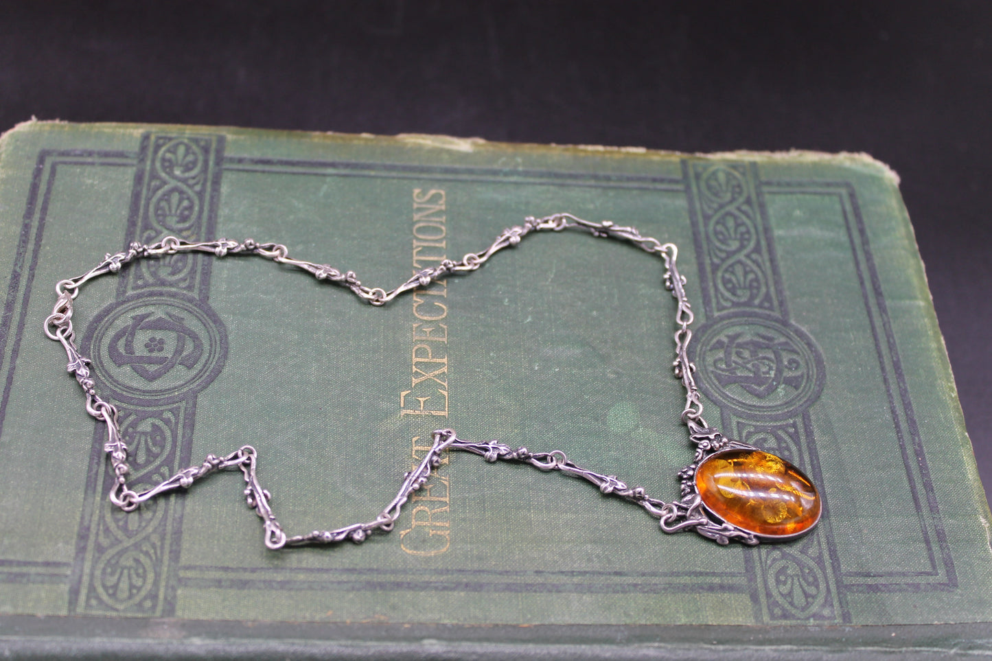 Vintage Art Nouveau Amber and Silver necklace