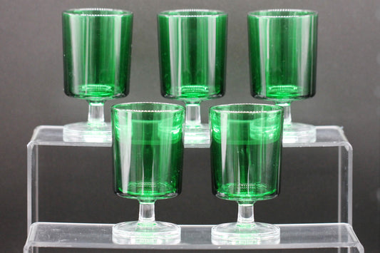 Set of 5 Mid-Century Modern D'Arques French Crystal Wine Glasses in Emerald, 1960s