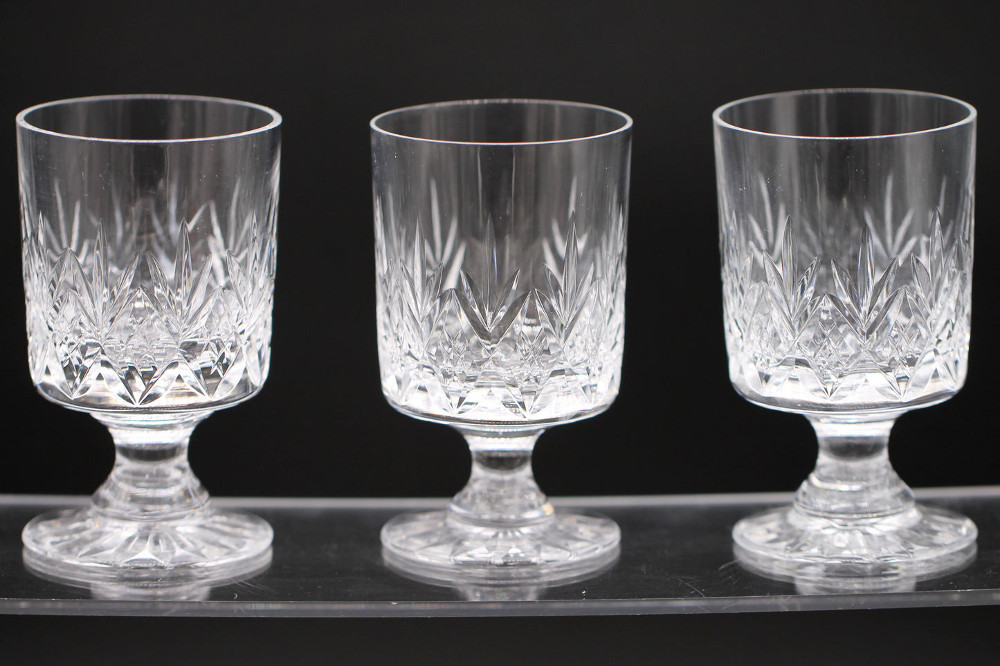Set of 5 Vintage Stunning Whitefriars Crystal "Harrow" Cut Wine Glasses c1970s