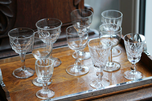 A Harlequin Set of 10 various Liquear / Sherry / Cordial Glasses c1940/1950s