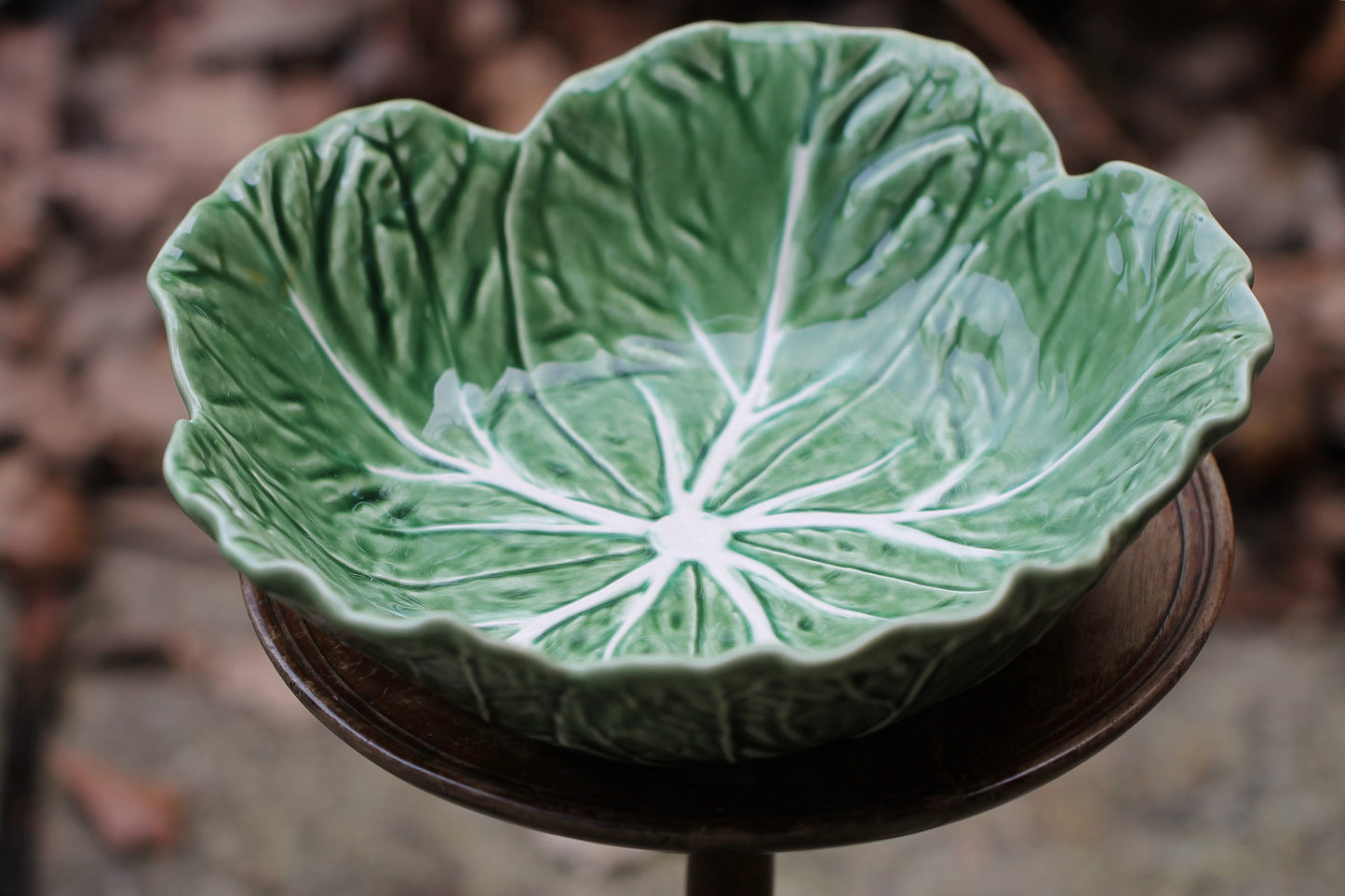 Vintage Bordallo Pinheiro Cabbage Earthenware Serving Bowl, 29cm, Green