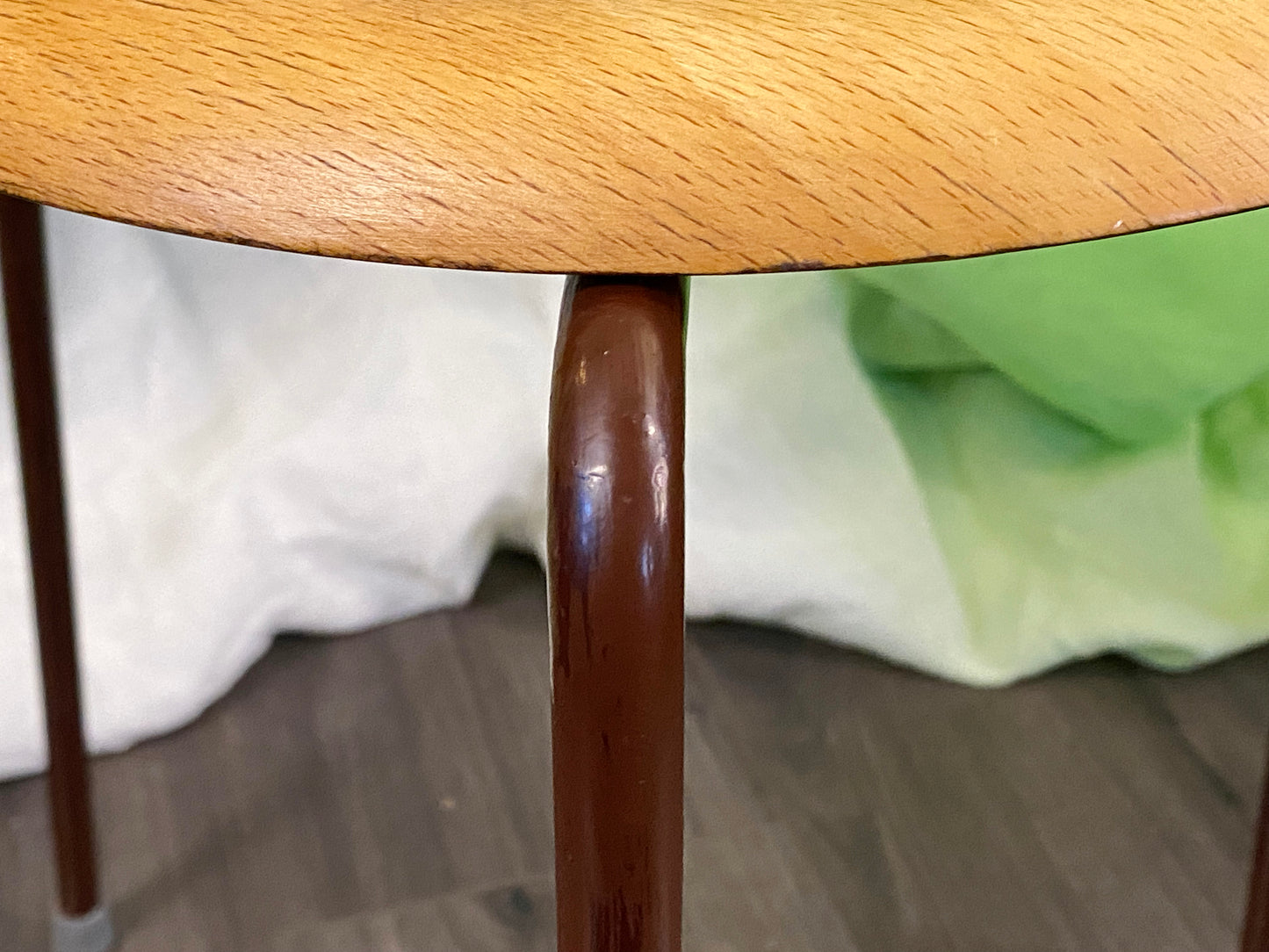 Rare Early Tripod Dot Stool by Fritz Hansen - Teak and Painted Metal - Denmark 1960s