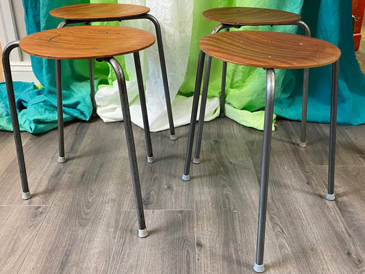 Set of 4 Early Tripod Dot Stools designed by Arne Jacobson - Denmark 1960s