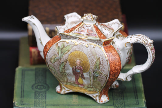 Victorian Burleigh Ware Chinoiserie Teapot c1893