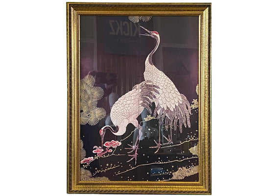 Framed Print Under Glass After Charles Clifton's Painting of Herons/Cranes