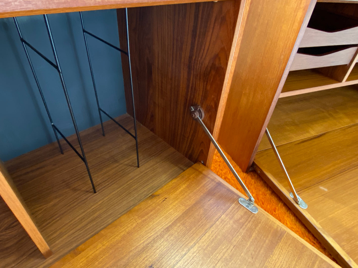 Royal Danish Mid Century Modular Teak Shelving System Designed by Poul Cadovius c1960 with basket weave fronts