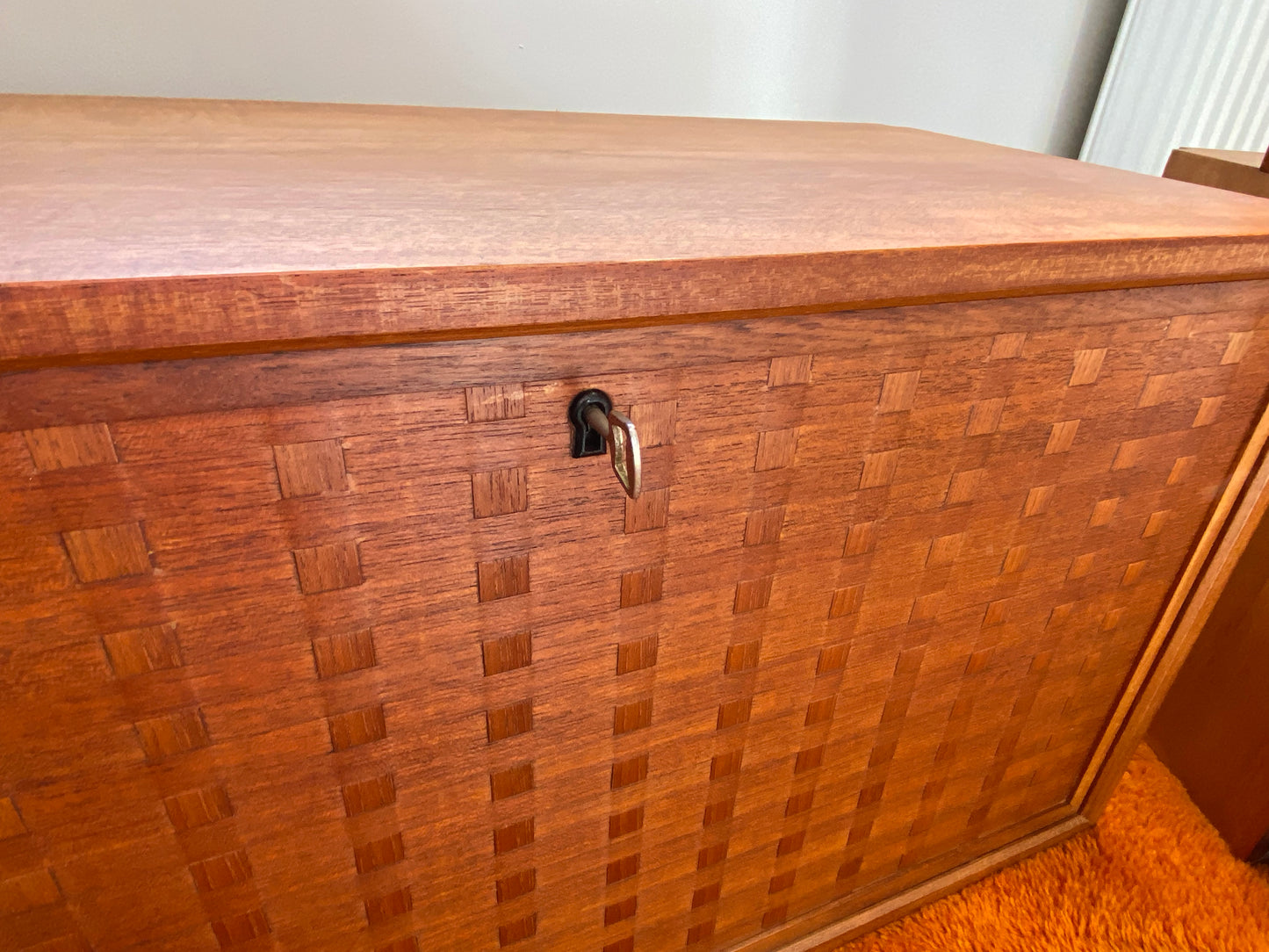 Royal Danish Mid Century Modular Teak Shelving System Designed by Poul Cadovius c1960 with basket weave fronts