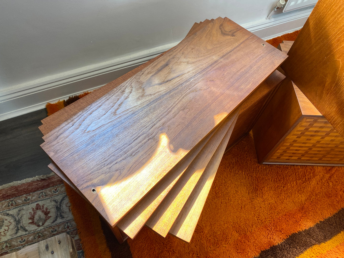 Royal Danish Mid Century Modular Teak Shelving System Designed by Poul Cadovius c1960 with basket weave fronts