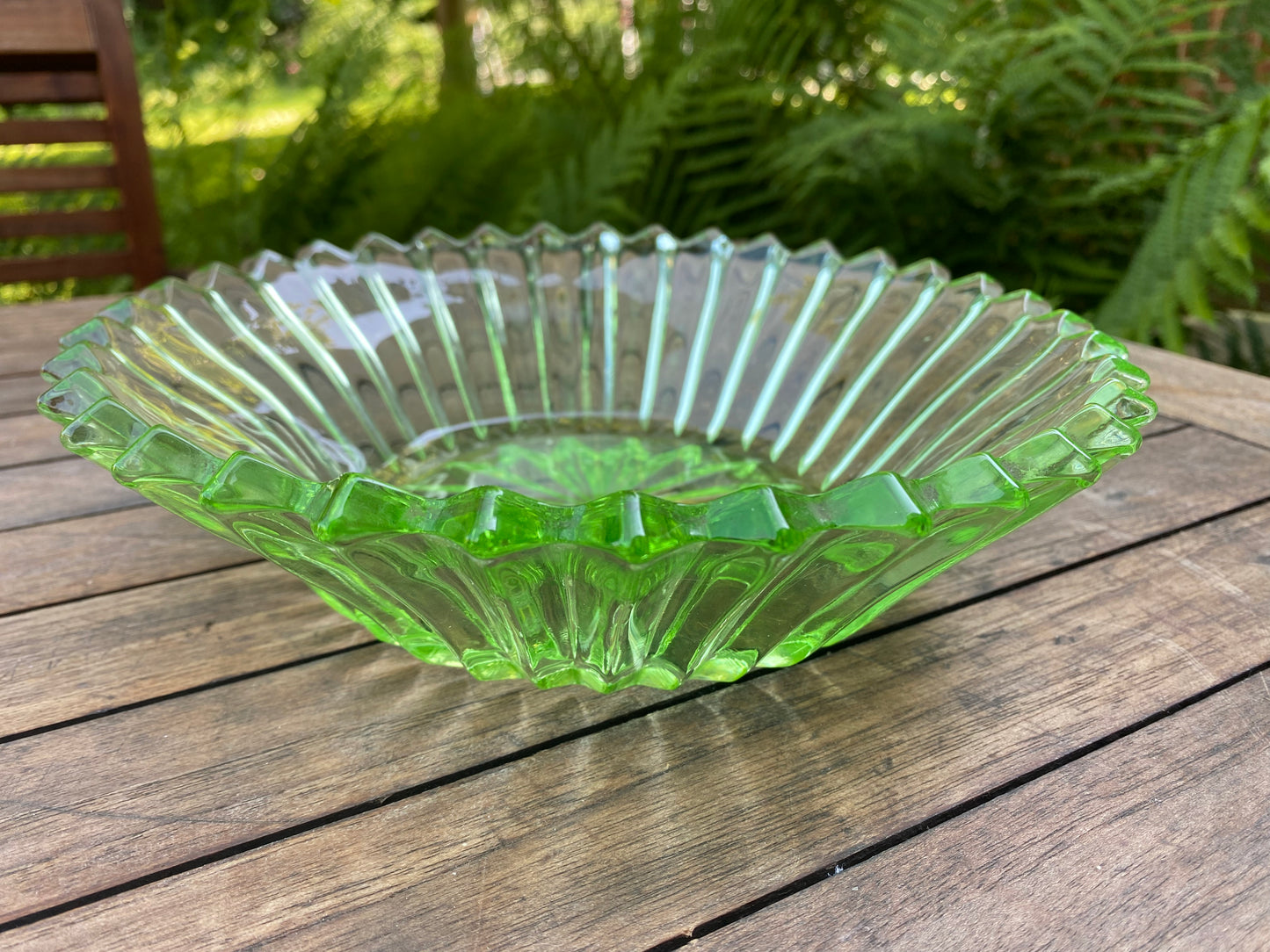 Antique Sowerby Tyneside Glassware Pressed Green Glass Art Deco Green Vase / Bowl