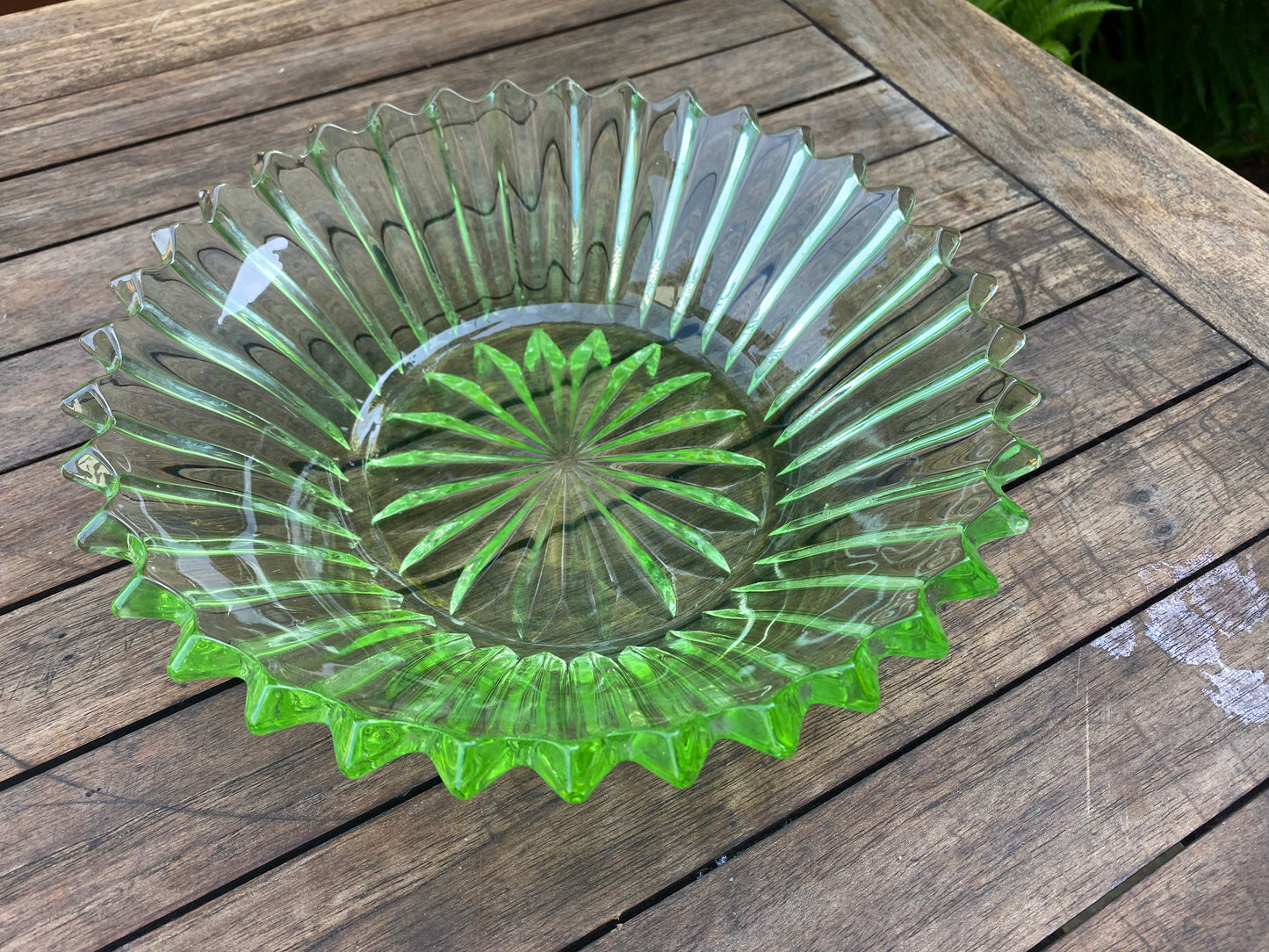 Antique Sowerby Tyneside Glassware Pressed Green Glass Art Deco Green Vase / Bowl