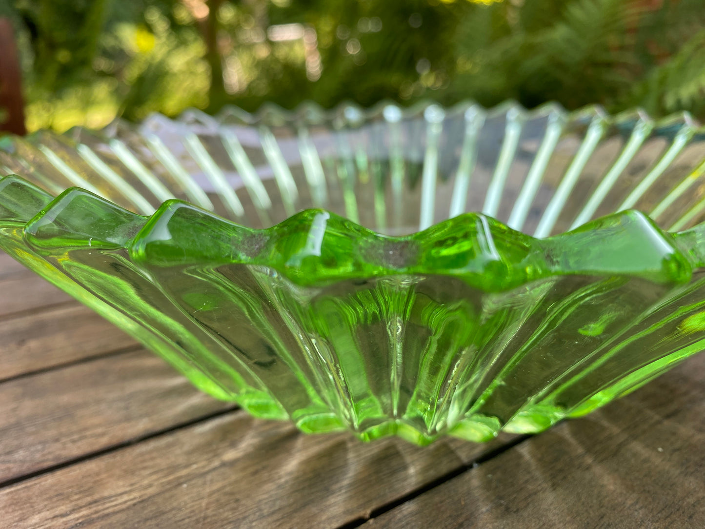 Antique Sowerby Tyneside Glassware Pressed Green Glass Art Deco Green Vase / Bowl