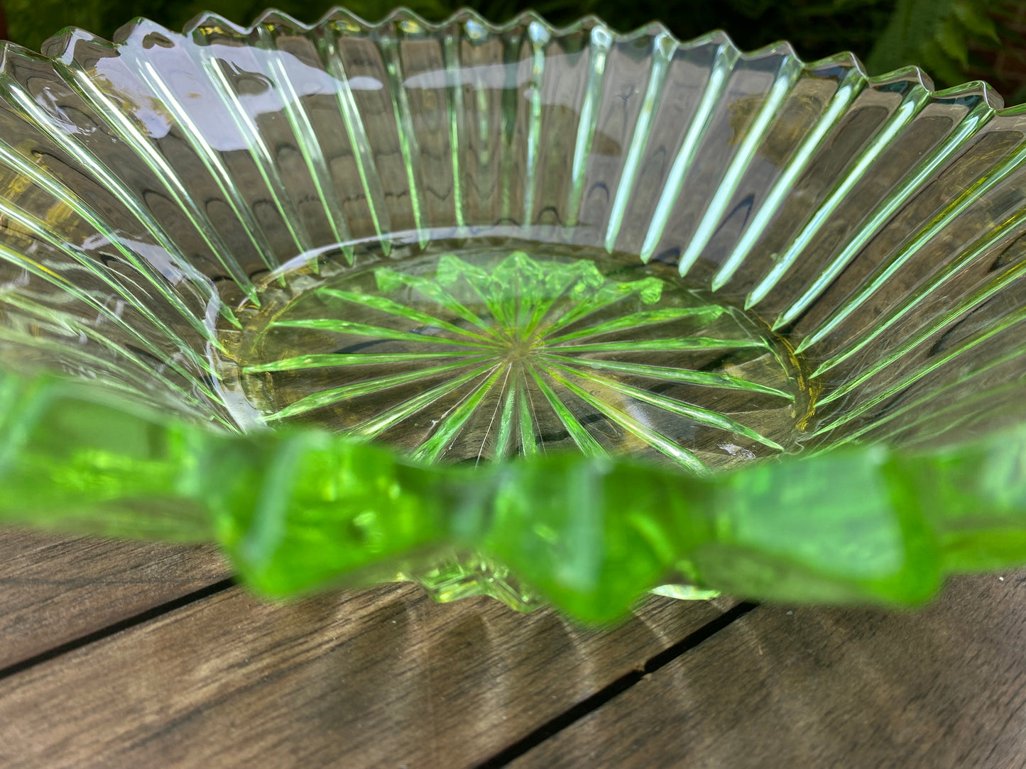 Antique Sowerby Tyneside Glassware Pressed Green Glass Art Deco Green Vase / Bowl