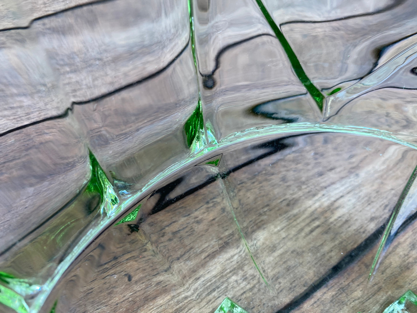 Antique Sowerby Tyneside Glassware Pressed Glass Art Deco Footed Green Vase