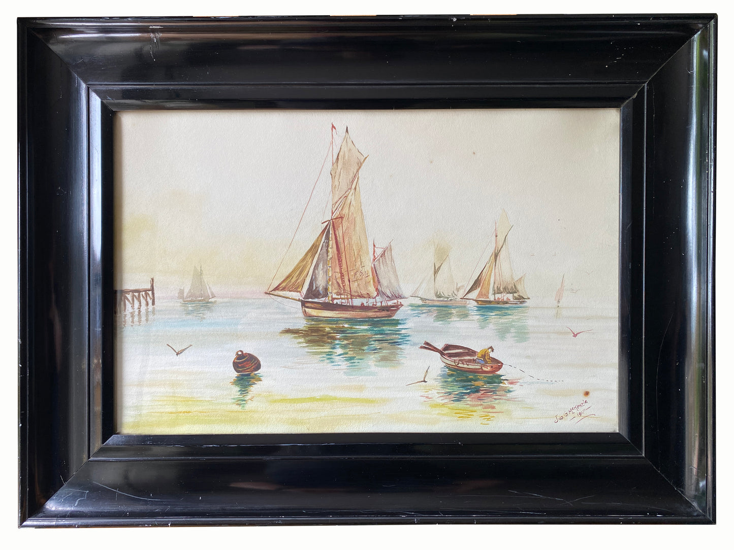 Pair of Early 20th Century Watercolours - Boats in Calm Water - signed Jno. G. McKenzie