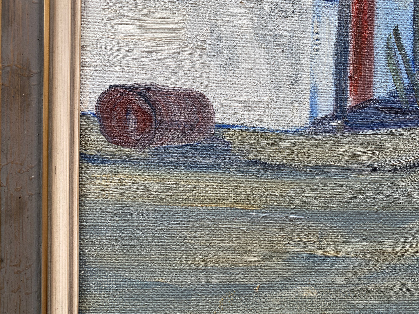 Mid 20th Century Continental School - Beach Huts Signed Kobberup Oil on Canvas