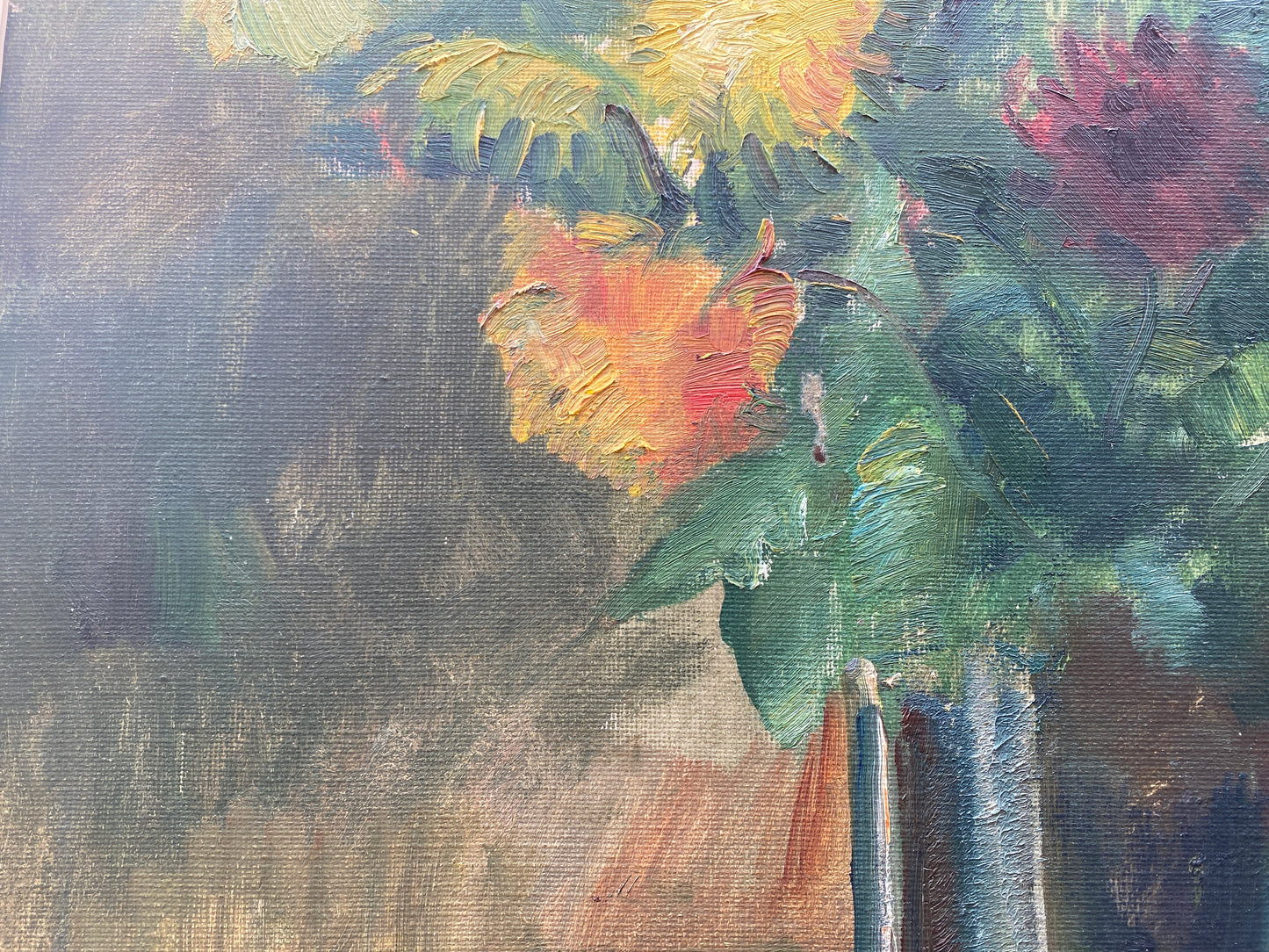 Mid 20th Century Continental School 'Flowers in Vase' - Framed Oil on Canvas