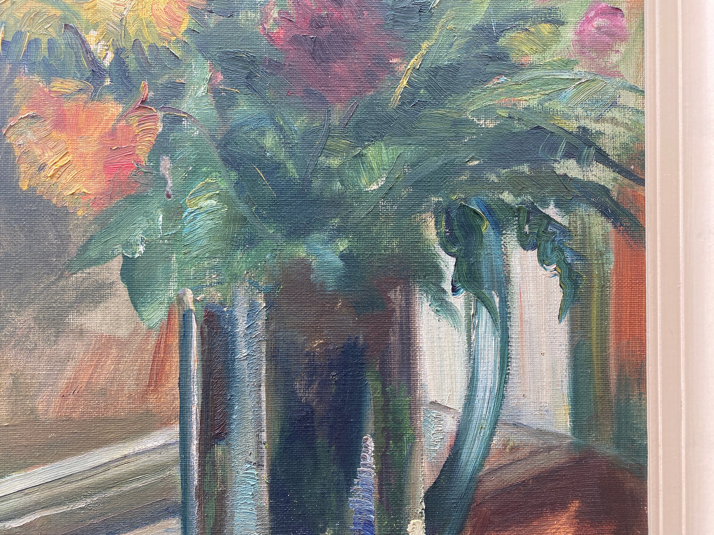 Mid 20th Century Continental School 'Flowers in Vase' - Framed Oil on Canvas