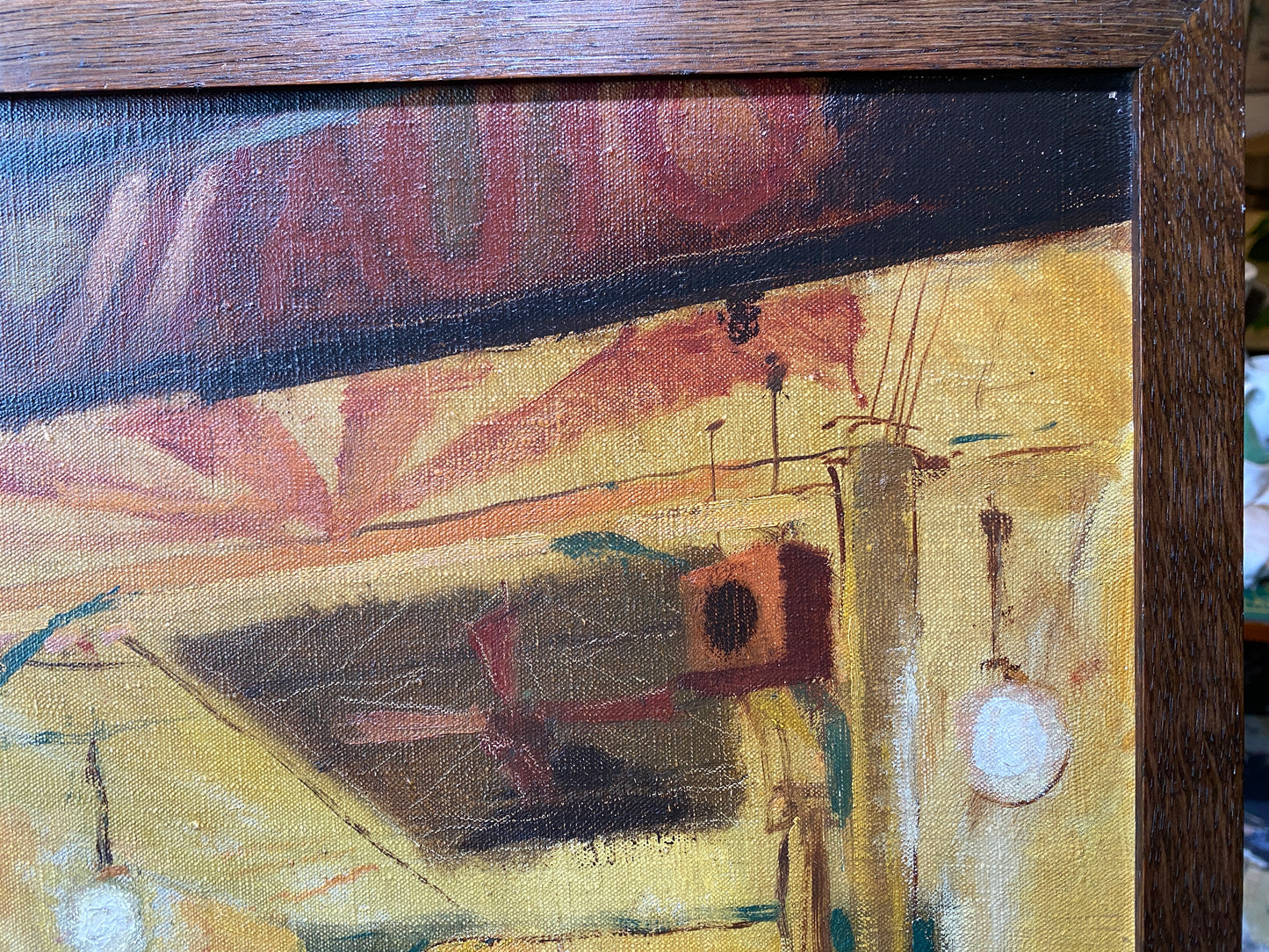 'Funland Penny Arcade' Mid 20th Century Impressionist - Framed Oil on Canvas