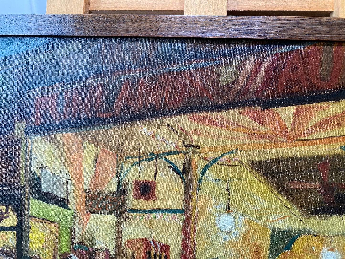 'Funland Penny Arcade' Mid 20th Century Impressionist - Framed Oil on Canvas