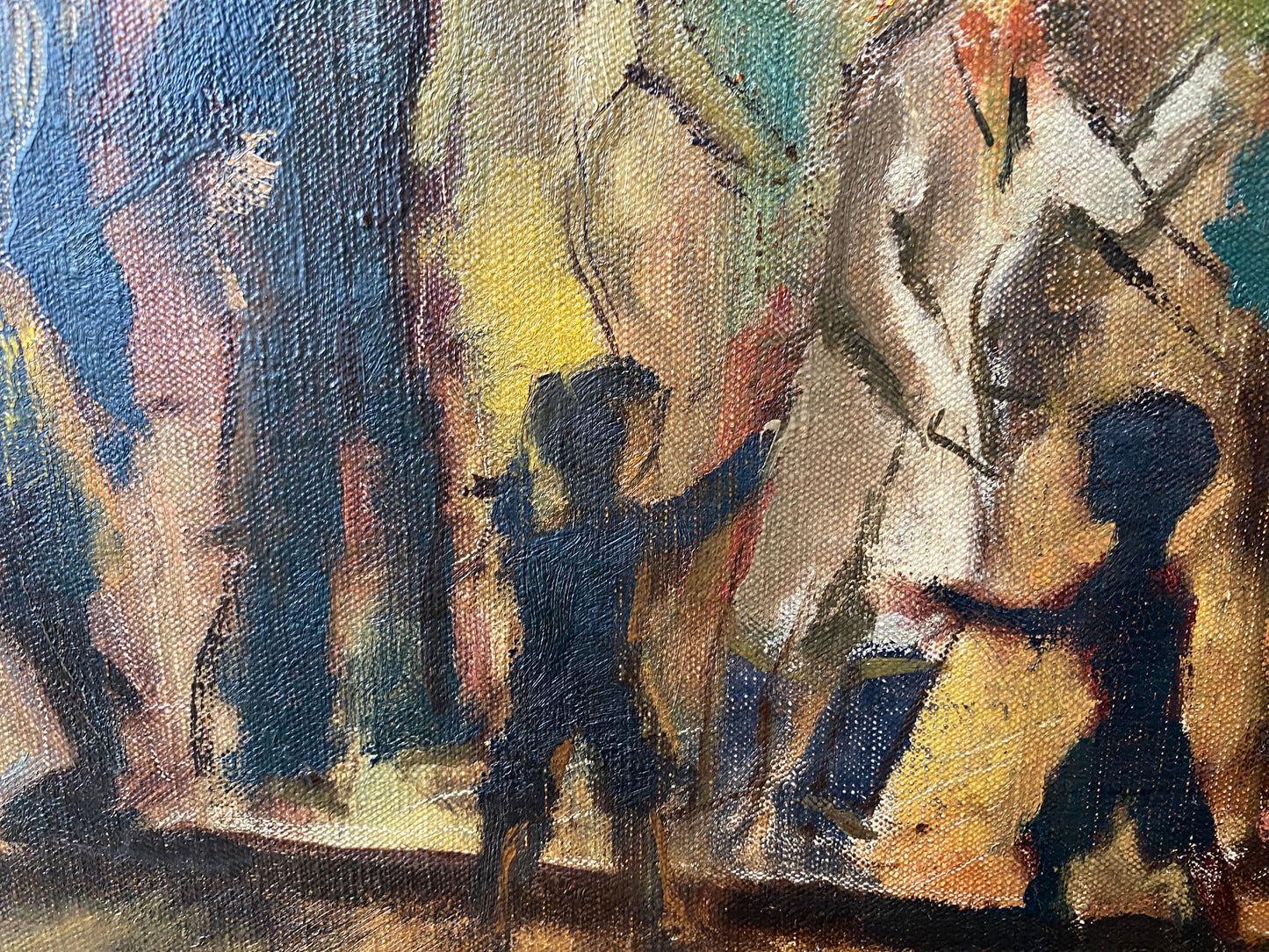 'Funland Penny Arcade' Mid 20th Century Impressionist - Framed Oil on Canvas