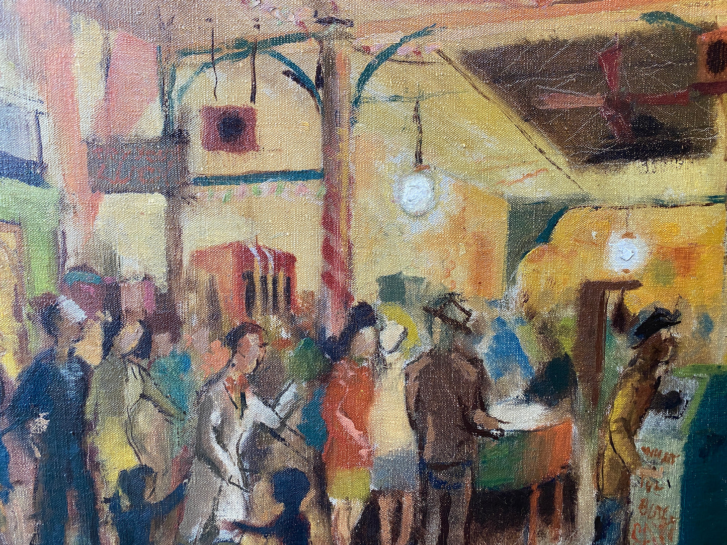 'Funland Penny Arcade' Mid 20th Century Impressionist - Framed Oil on Canvas