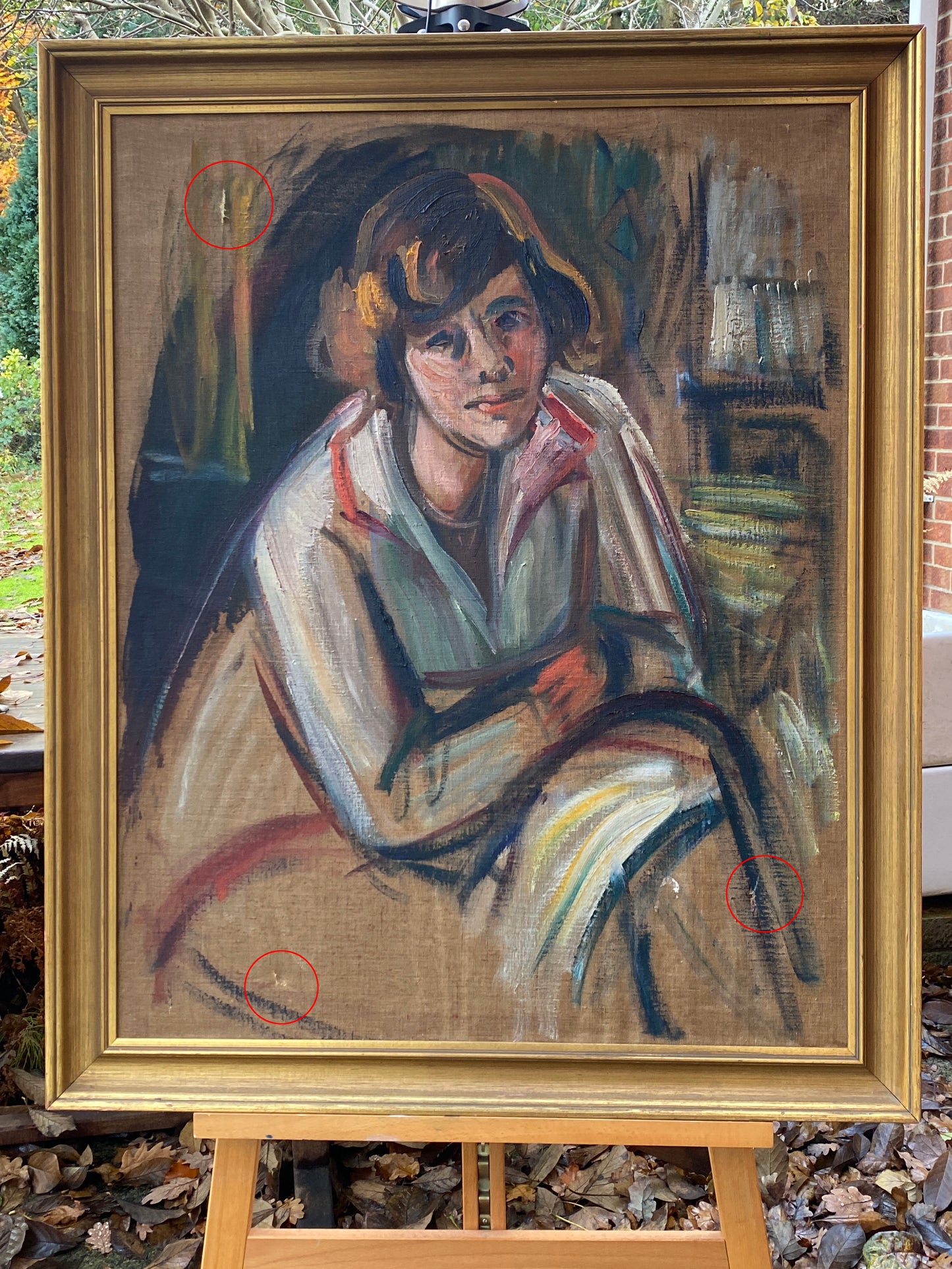 Mid 20th Century Gold Framed Continental School 'Person in White' Oil on Canvas