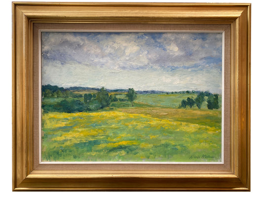 Danish Mid Century 'Colourful Summer Fields' Mid 20th Century - oil on canvas by Niels Nielsen