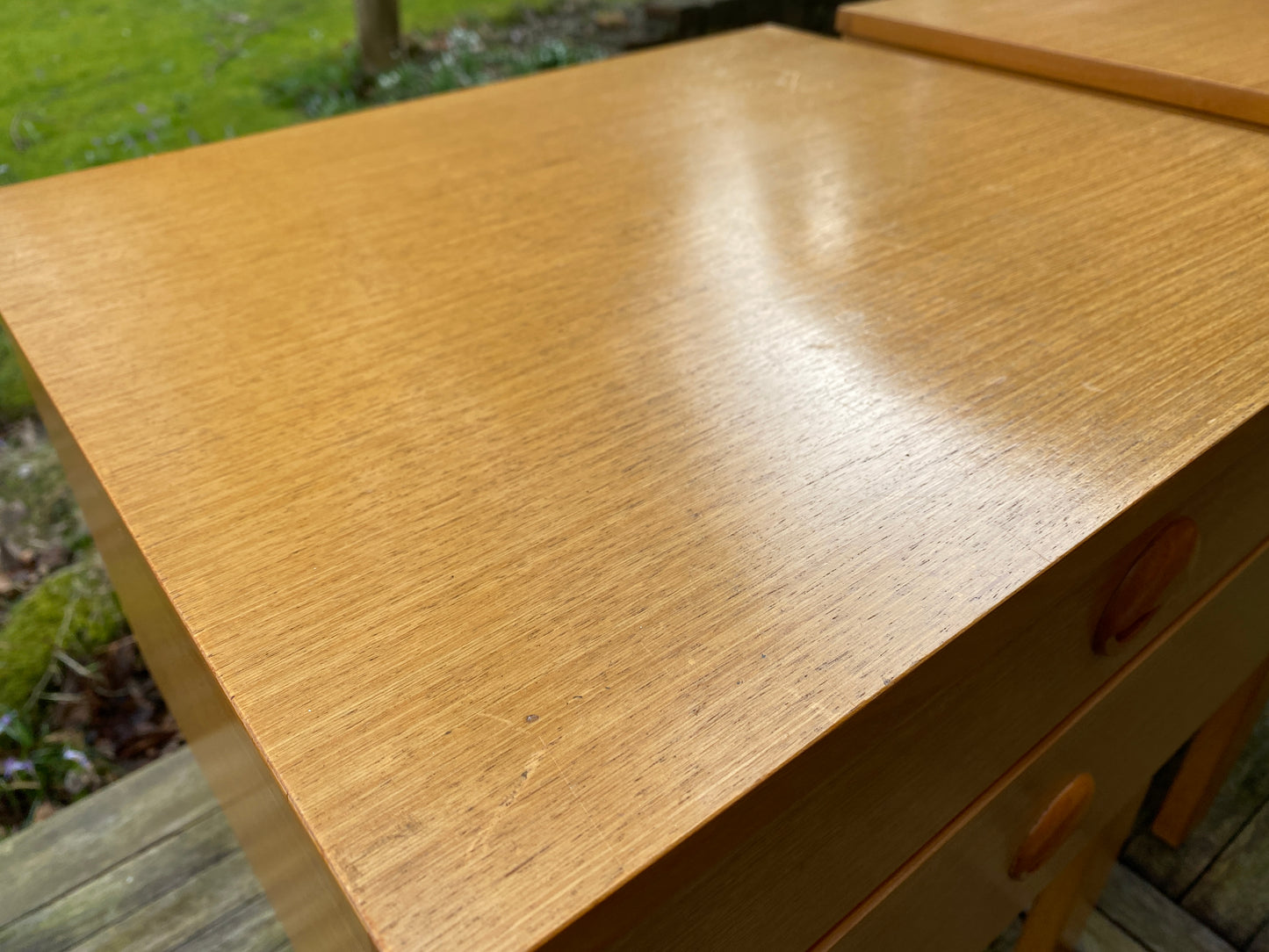 Pair of vintage night stands/bedside tables in Teak by Schreiber 1970s