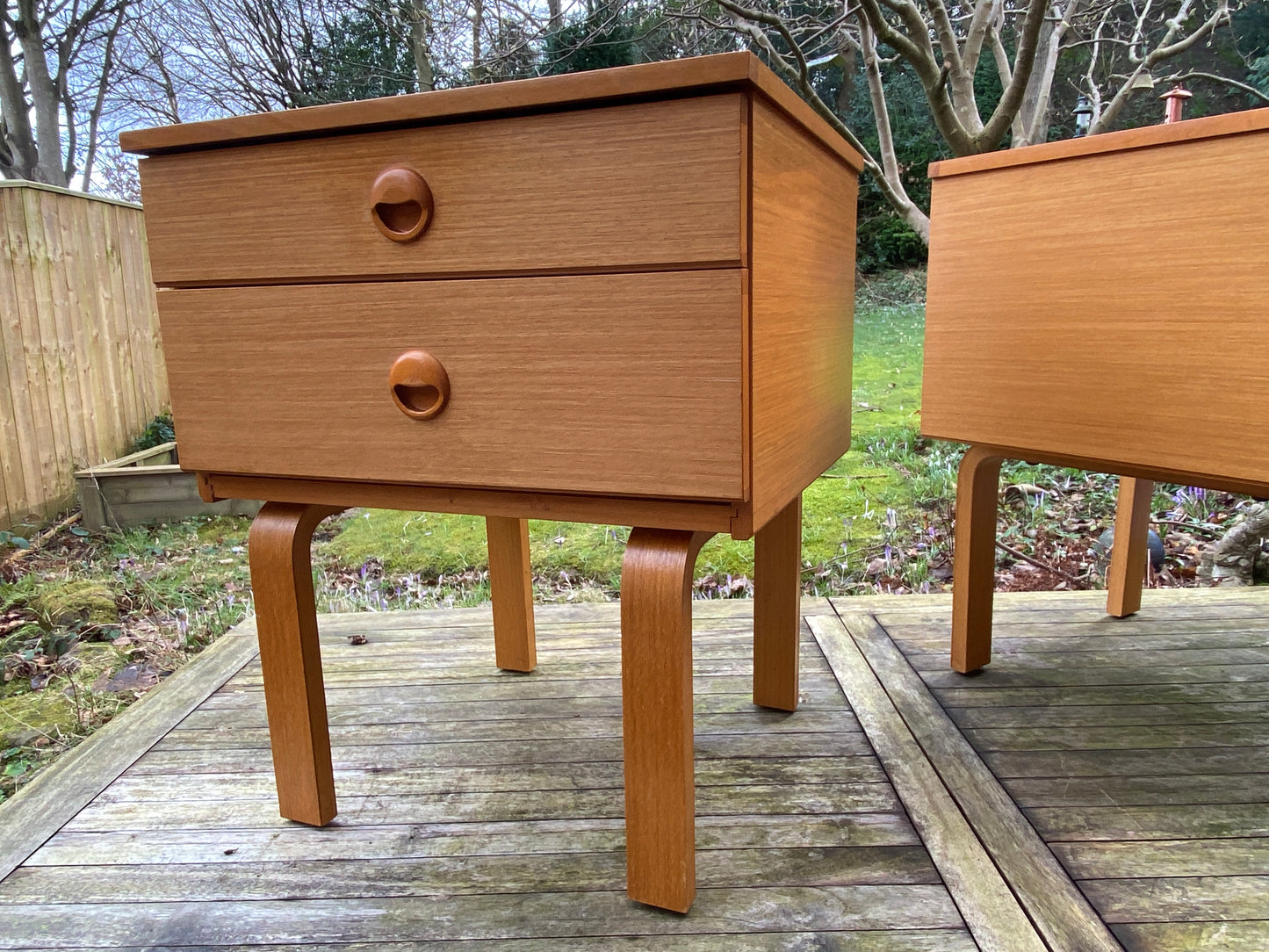 Pair of vintage night stands/bedside tables in Teak by Schreiber 1970s