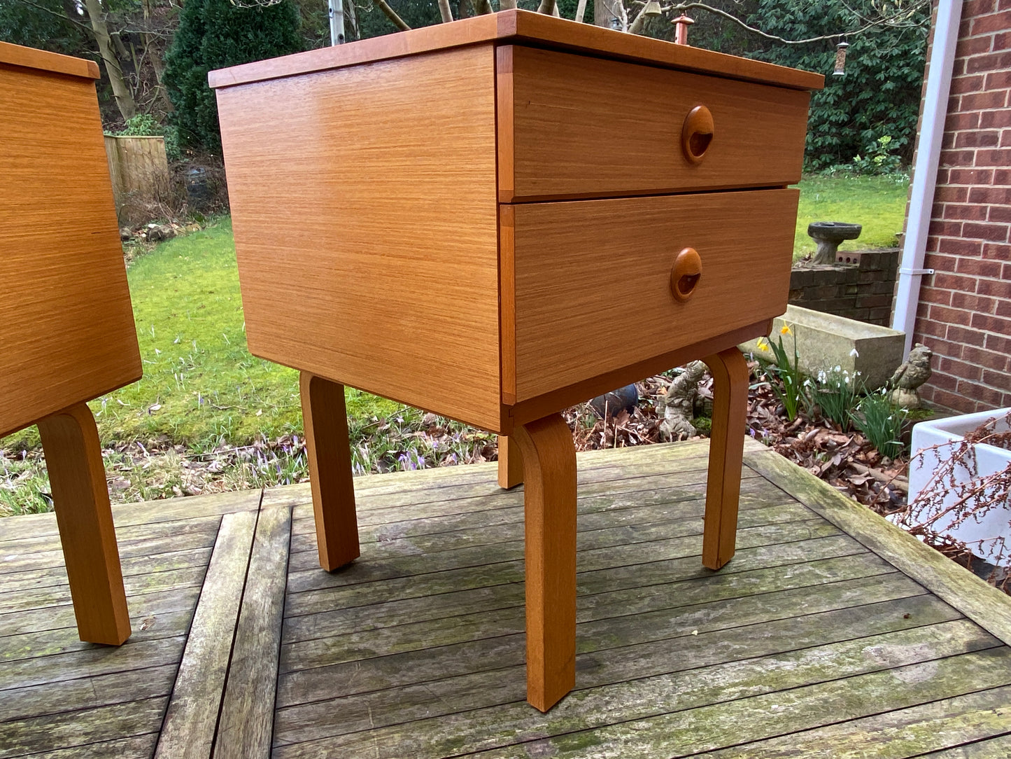 Pair of vintage night stands/bedside tables in Teak by Schreiber 1970s