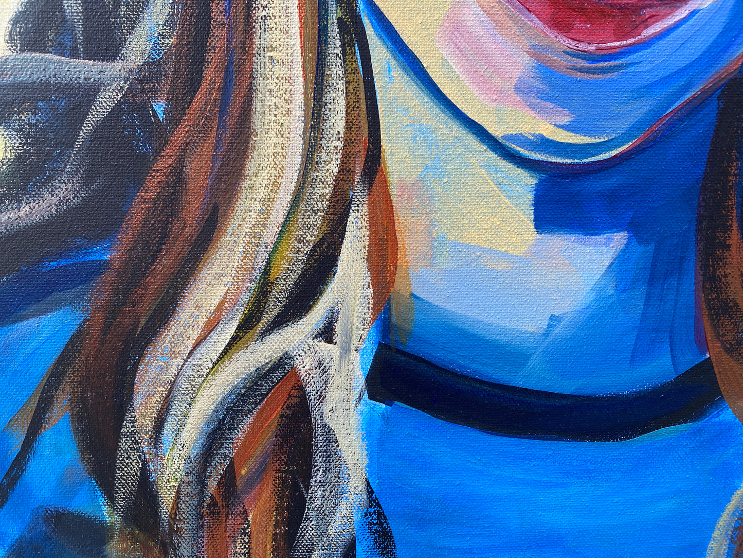 Acrylic on Canvas - Contemporary Artwork 'Kate feeling Blue' Artist AH