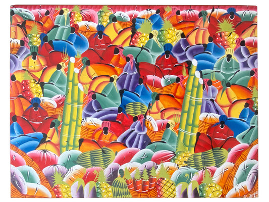 'A colourful African Fruit Market' Acrylic on a stretched canvas - Tourist Art by Rodreiguez