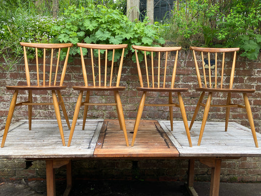 Vintage set of 4 Ercol 737 Chiltern Swept-Back Dining Chair - Gold Label 1981