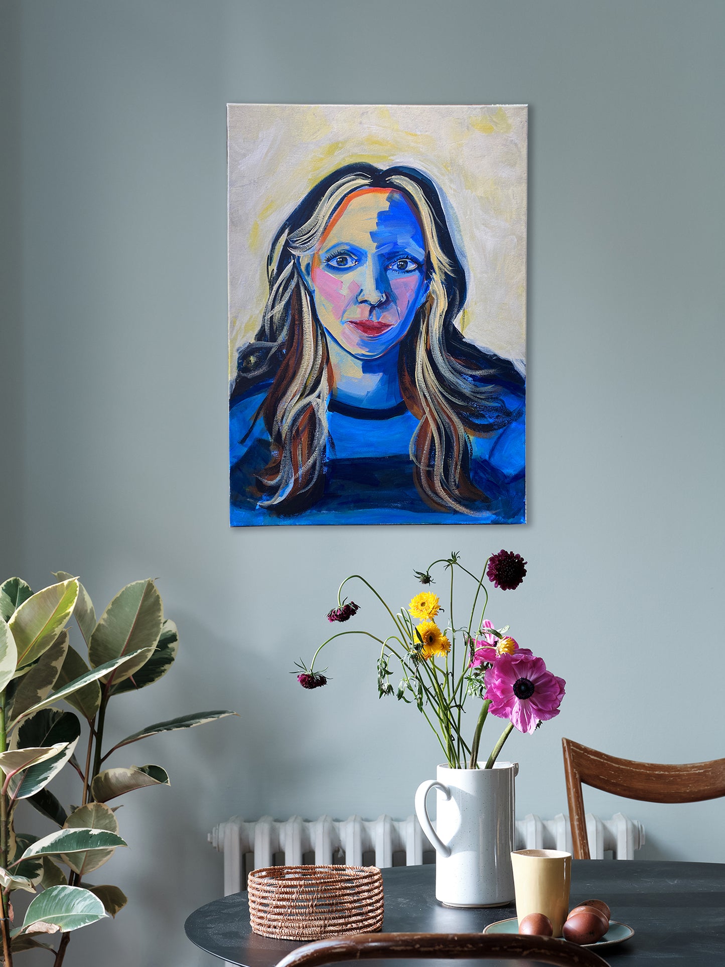 Acrylic on Canvas - Contemporary Artwork 'Kate feeling Blue' Artist AH