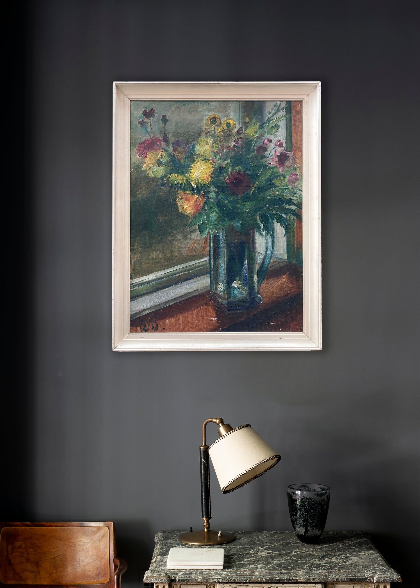 Mid 20th Century Continental School 'Flowers in Vase' - Framed Oil on Canvas