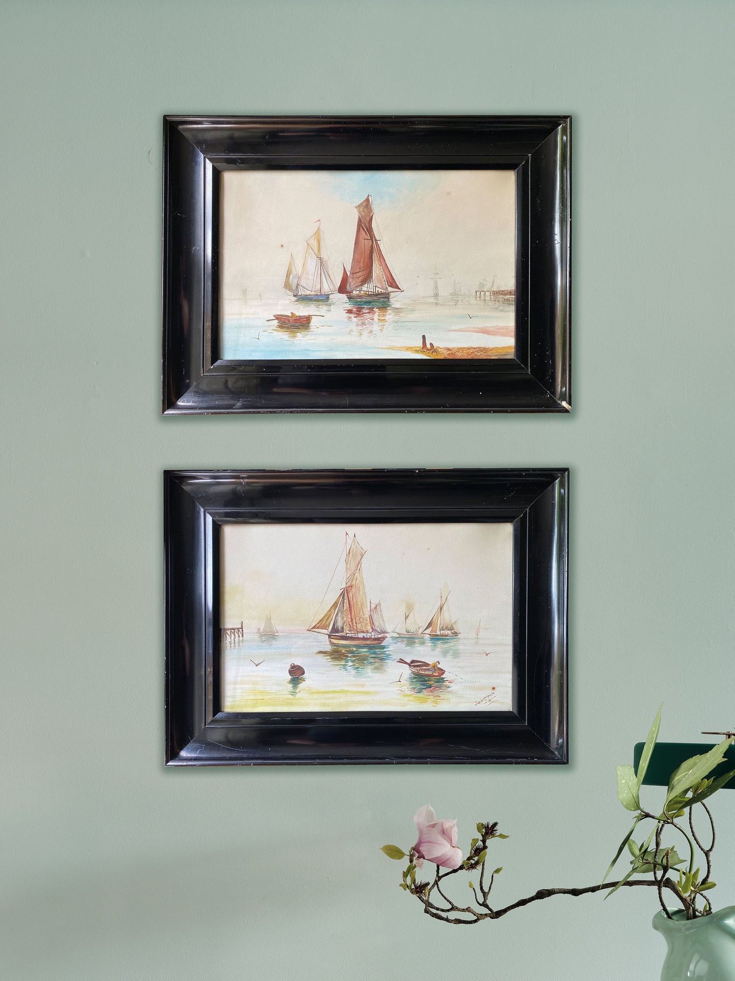 Pair of Early 20th Century Watercolours - Boats in Calm Water - signed Jno. G. McKenzie