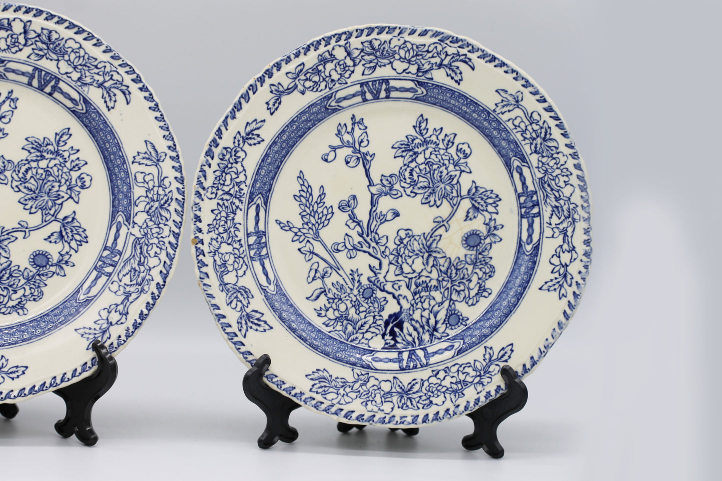 Vintage Alfred Meakin Side Plates in Blue and White Floral Oriental Design c1937