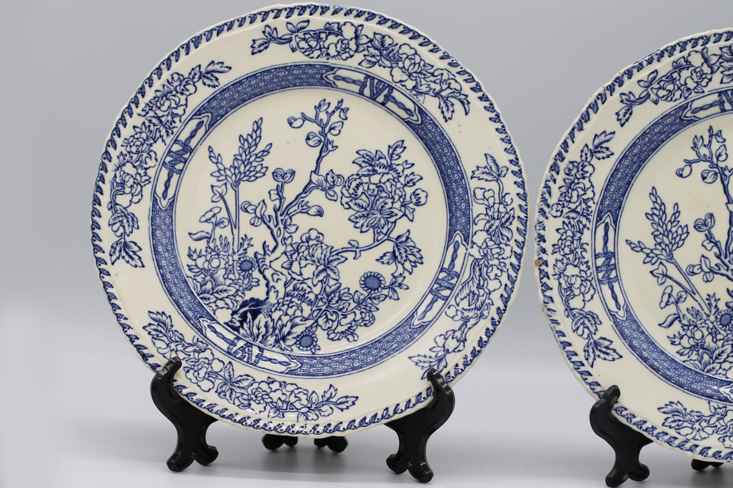 Vintage Alfred Meakin Side Plates in Blue and White Floral Oriental Design c1937